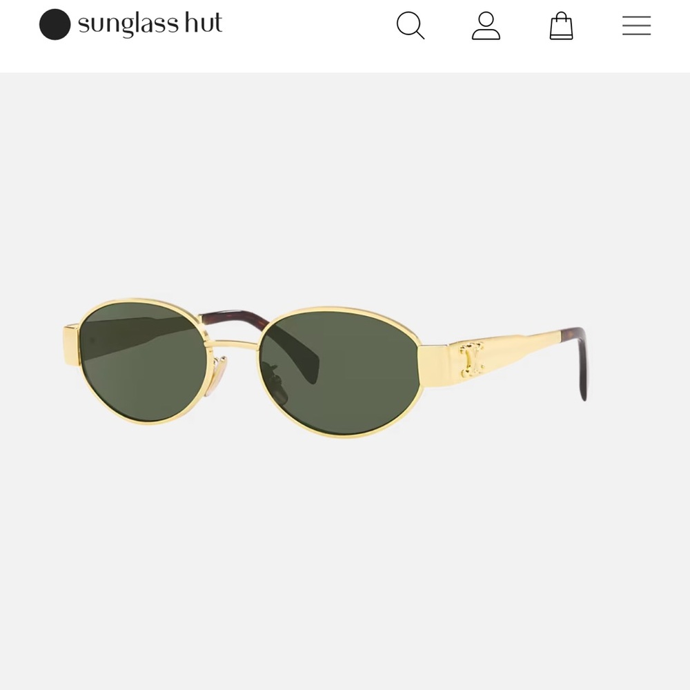 Gold and Green Oval Sunglasses